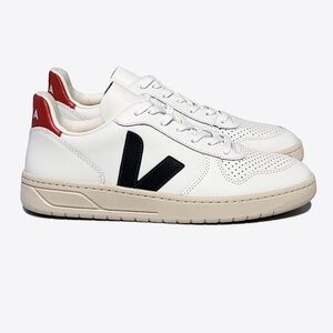 VEJA V-10 LEATHER WHITE NAUTICO PEKIN